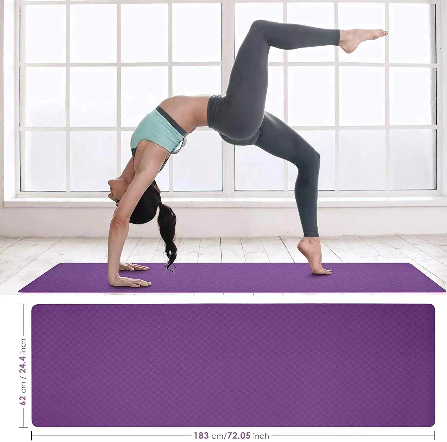 private eco-friendly fitness design Sports Training Fitness printed custom logo thick anti non slip Dual-layer tpe yoga mat