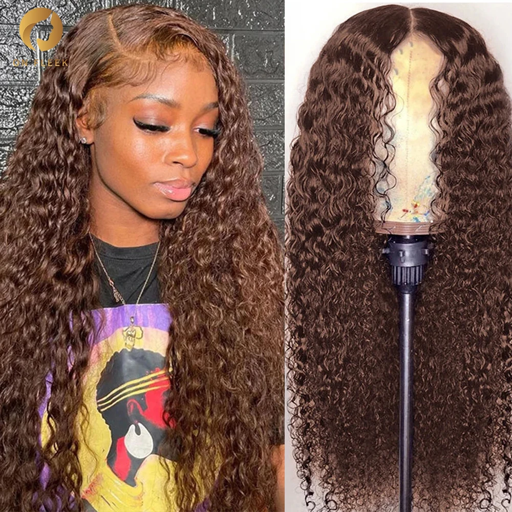

13x4 Brown Curly Lace Front Human Hair Wig HD Transparent Deep Wave 13x6 Lace Frontal Wig Glueless Human Hair Wigs Pre Plucked