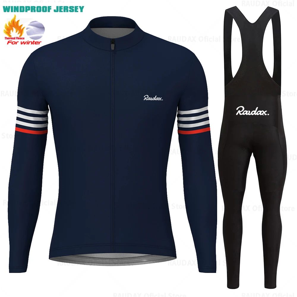 Raudax Winter Windproof Fleece Jersey Ropa De Hombre Long Sleeve Winter Cycling Clothing Mountain Bike Warm Road Bike Sportswear view 3