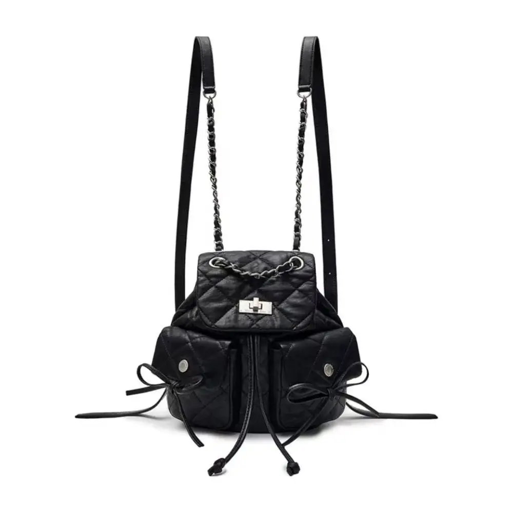 Matin Kim Double Pocket Quilting Mini Backpack Ningning Style Lightweight Unisex