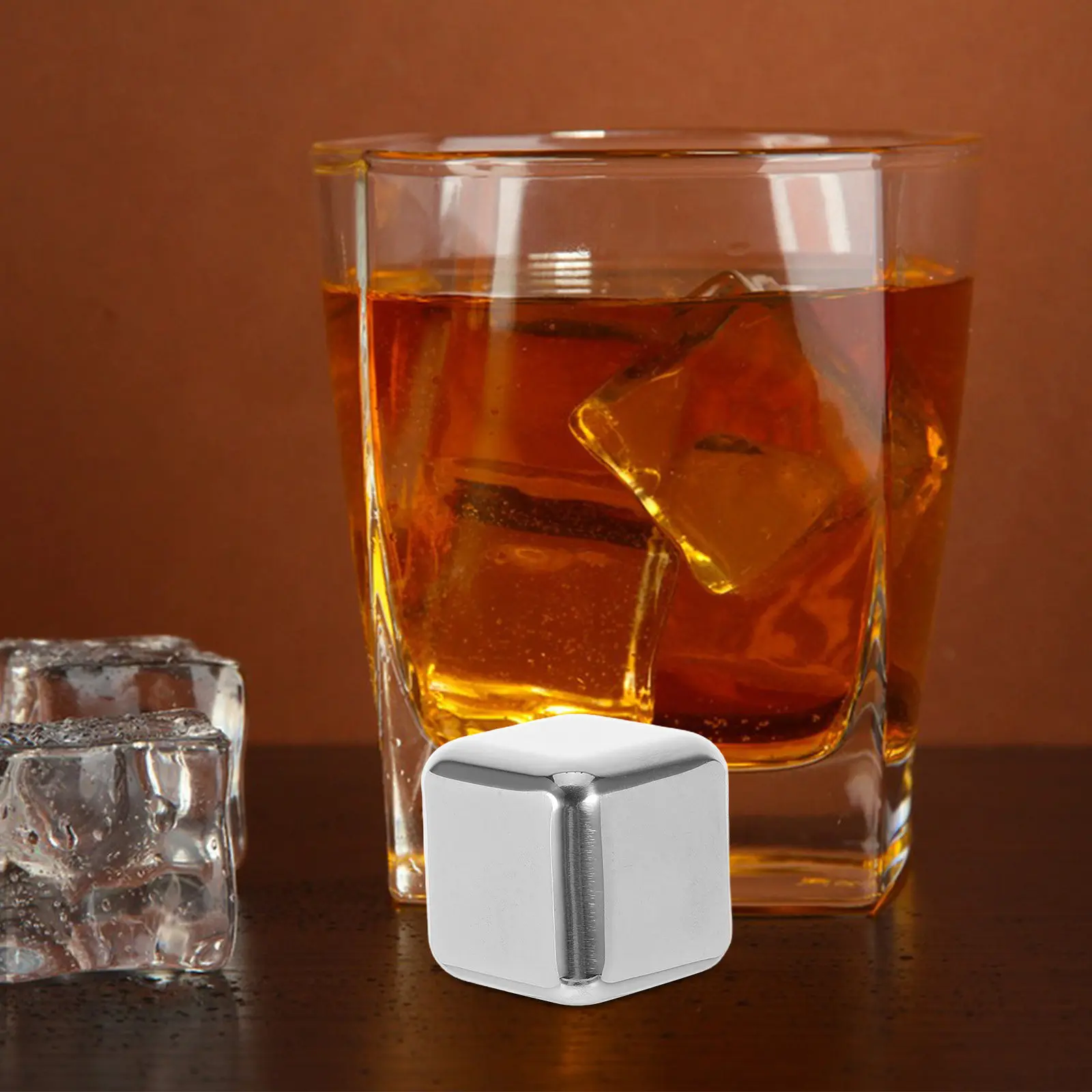 6Pcs Stainless Steel Whiskey Stones Reusable Metal Ice Cubes Wine Cooling Rocks Elegant Bar Gadget Silver Boxed - view 3