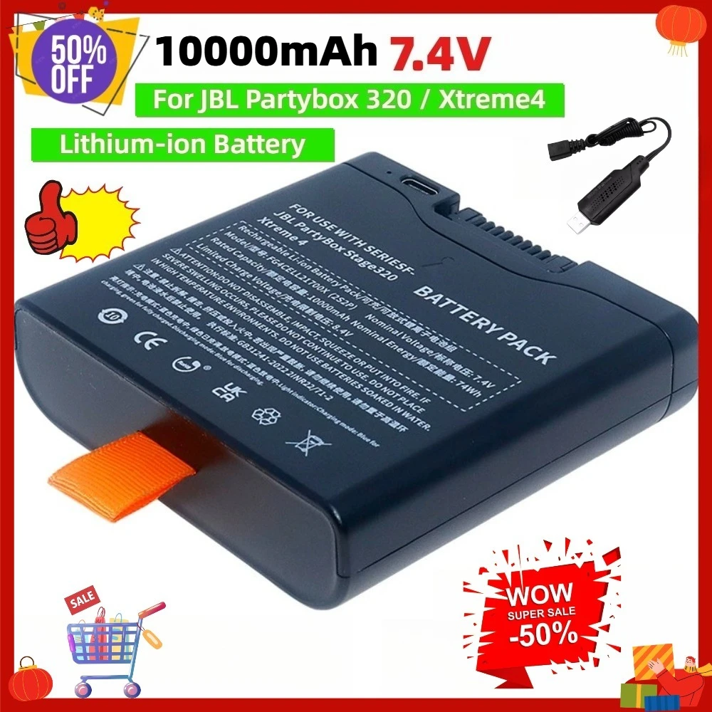 7.4V 10000mAh Lithium-ion Replacement Battery for JBL Partybox 320, Xtreme4 Bluetooth Speaker