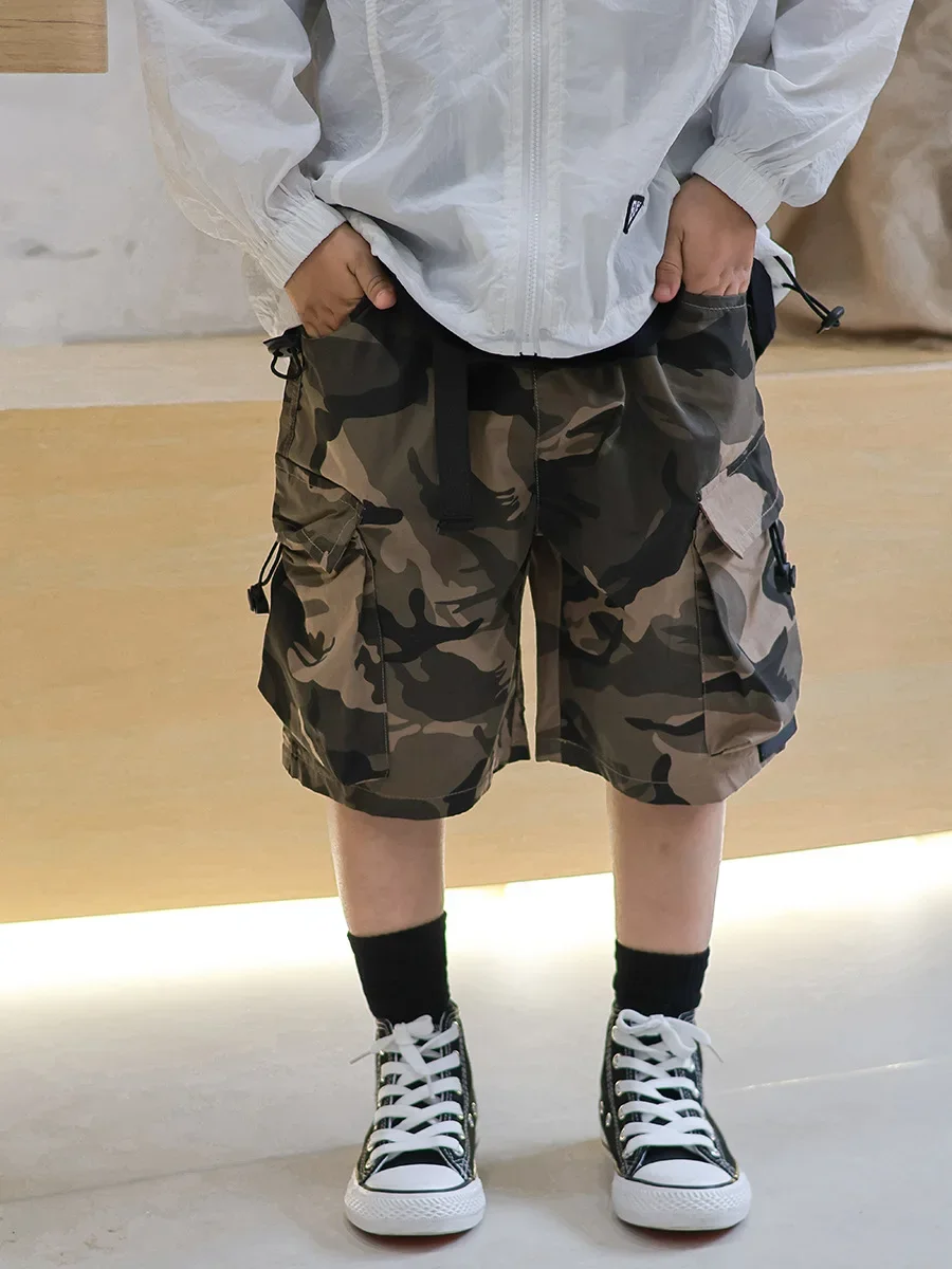 Child Camouflage Shorts Summer Teen Boys Elastic Waist Overalls Shorts Boys Shorts Calf Trousers Children\'s Trousers Trend Pants