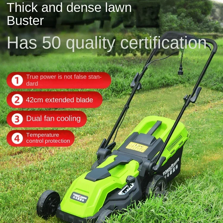 

Hand-push electric lawn mower, small household weeder, lawn trimmer, high-power multi-function weeding machine