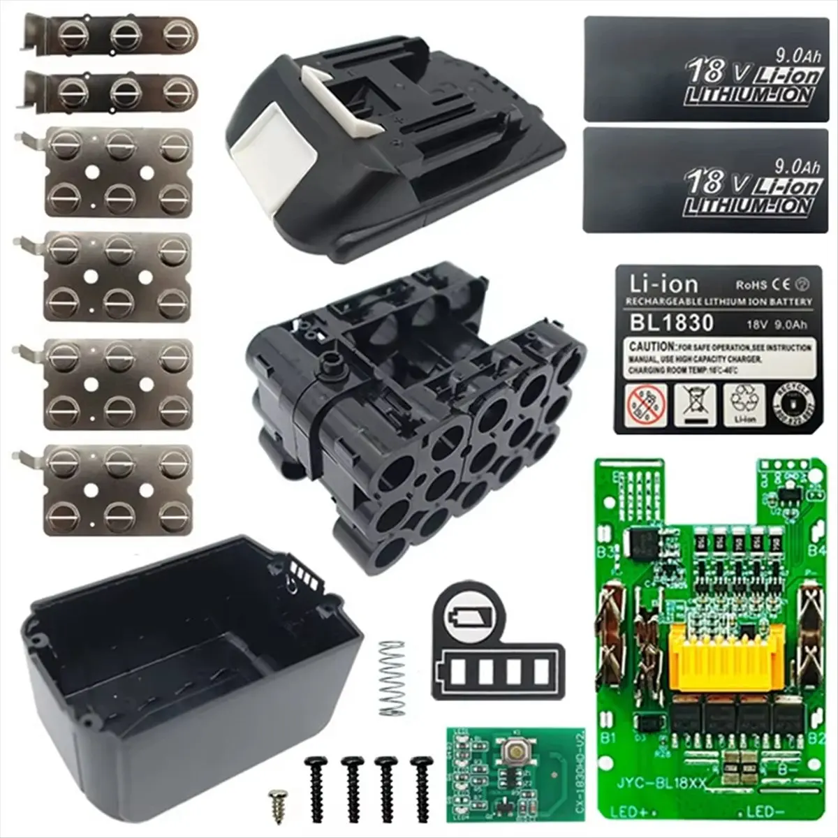A45M BL1890B علبة بطارية ليثيوم PCB شحن التوازن لوح حماية شل ل 18 فولت BL1860 9.0Ah مؤشر LED