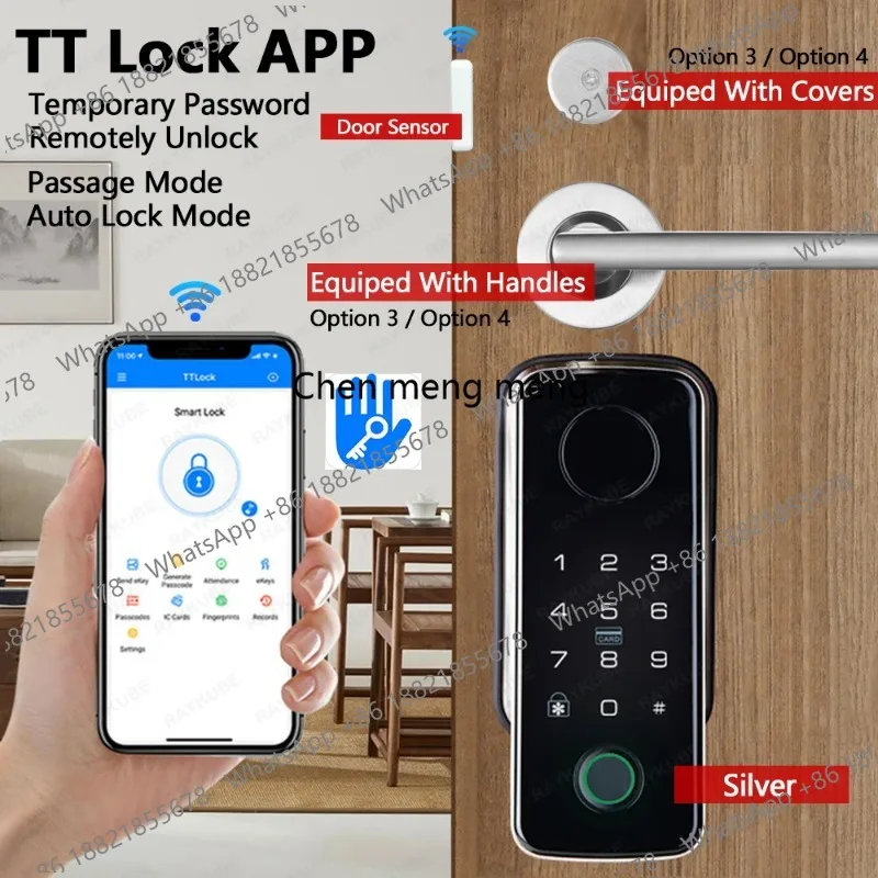 N1 TT Lock Auto Smart Fingerprint Lock Set with Handle/Door Sensor APP Remote Unlock Easy Install No Punching No Wiring