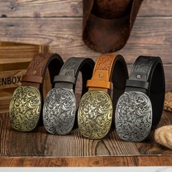 Wave relief full spread large buckle personalized simple plant PU embossed belt