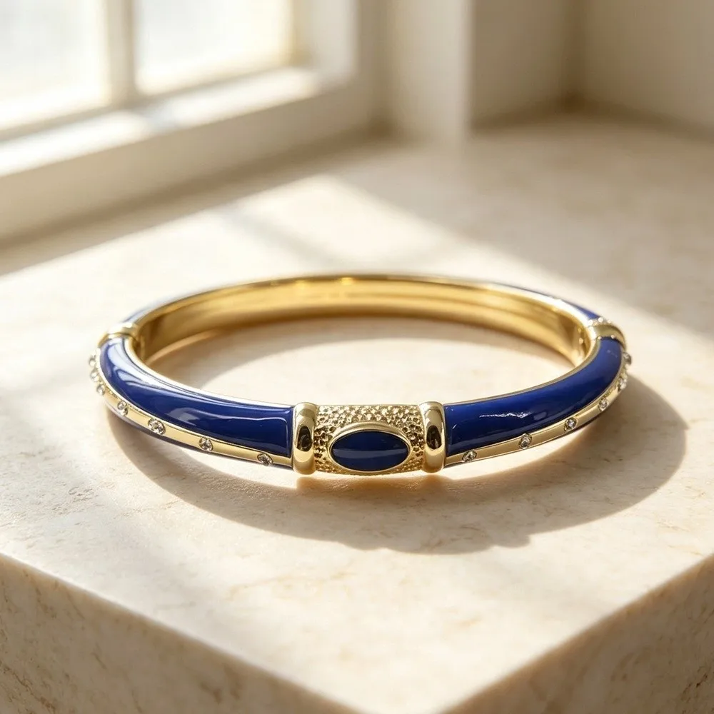 Splicing Color Block Rhinestone Bangle Inlaid Rhinestone Drip Oil Craft Enamel Bangle New Design All-match