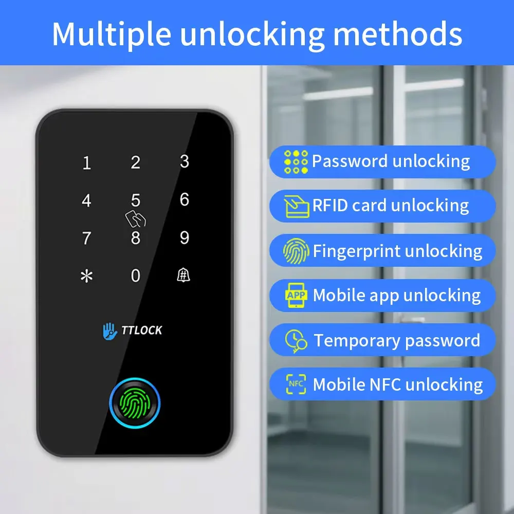 APSC TTLOCK Smart APP Waterproof Access Control System Password/Fingerprint Keypad NFC Bluetooth 13.56Mhz Card Reader Door Lock