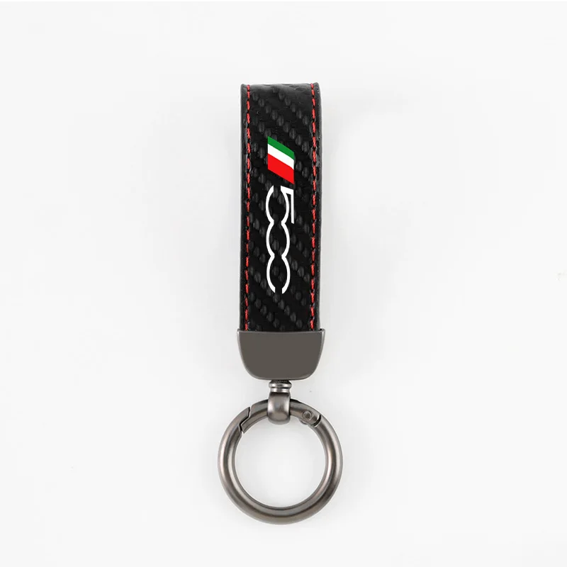 Custom Carbon Fiber Car Key Holder For Fiat 500 500l 500x 500e 500c 500 Sport abarth keychain Accessories Zinc Alloy Keyrings