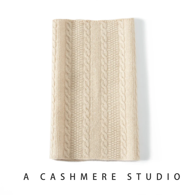 

MERRILAMB High Quality Cashmere Women's Winter Scarf Outdoor Warm Thick Knitted Solid Color Twisted Flower Neckerchief ML172