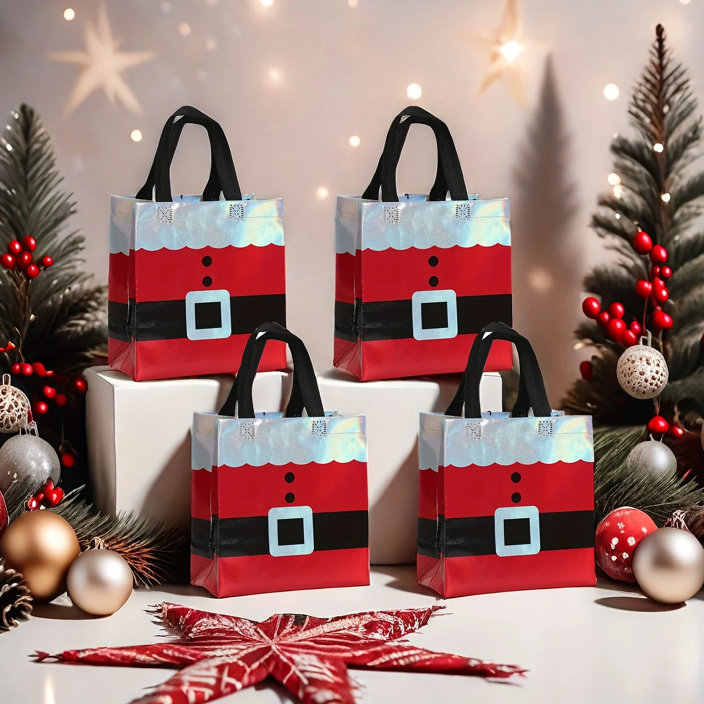 10/30 Sets of Holiday Christmas Gift Bags with Handles, for Carrying at Parties, and Shopping Packaging, Suitable for Birthdays