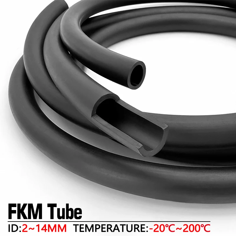 Black FKM Vitons Fuel Hose High Oil Resistance Corrosion Proof Aging Resistant Pipe ID 2-14mm For Vehicle Engine Fuel System