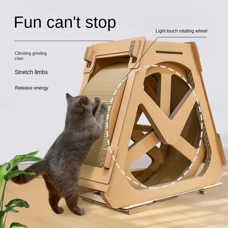 

New Standard Grabbing Board Cat Climbing Enlarged Water Wheel Cat Frame Cat Nest Corrugated Paper Rotating Cat Lose Weig Wooden