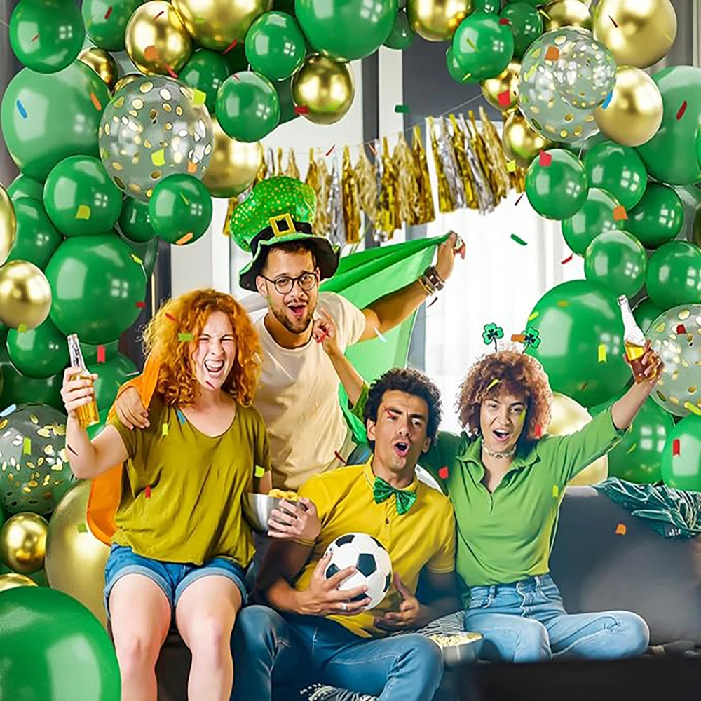 Palloncini verde scuro ghirlanda oro metallizzato coriandoli Kit arco palloncino in lattice decorazioni verdi natalizie Globos decorazione festa di