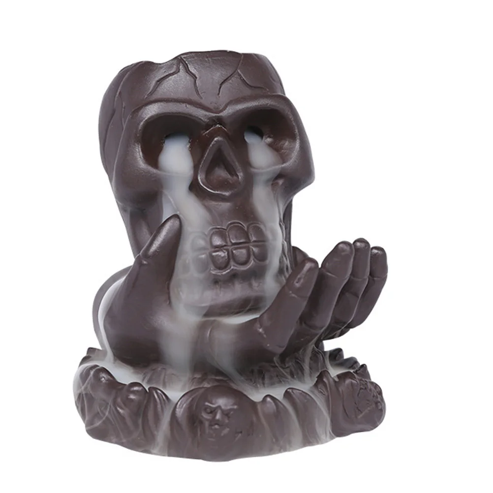 

1Pcs Buddha Hand Skull Backflow Incense Burner Purple Sand Artistic Censer Home Decor Meditation Yoga Relax Stress Relief Gift