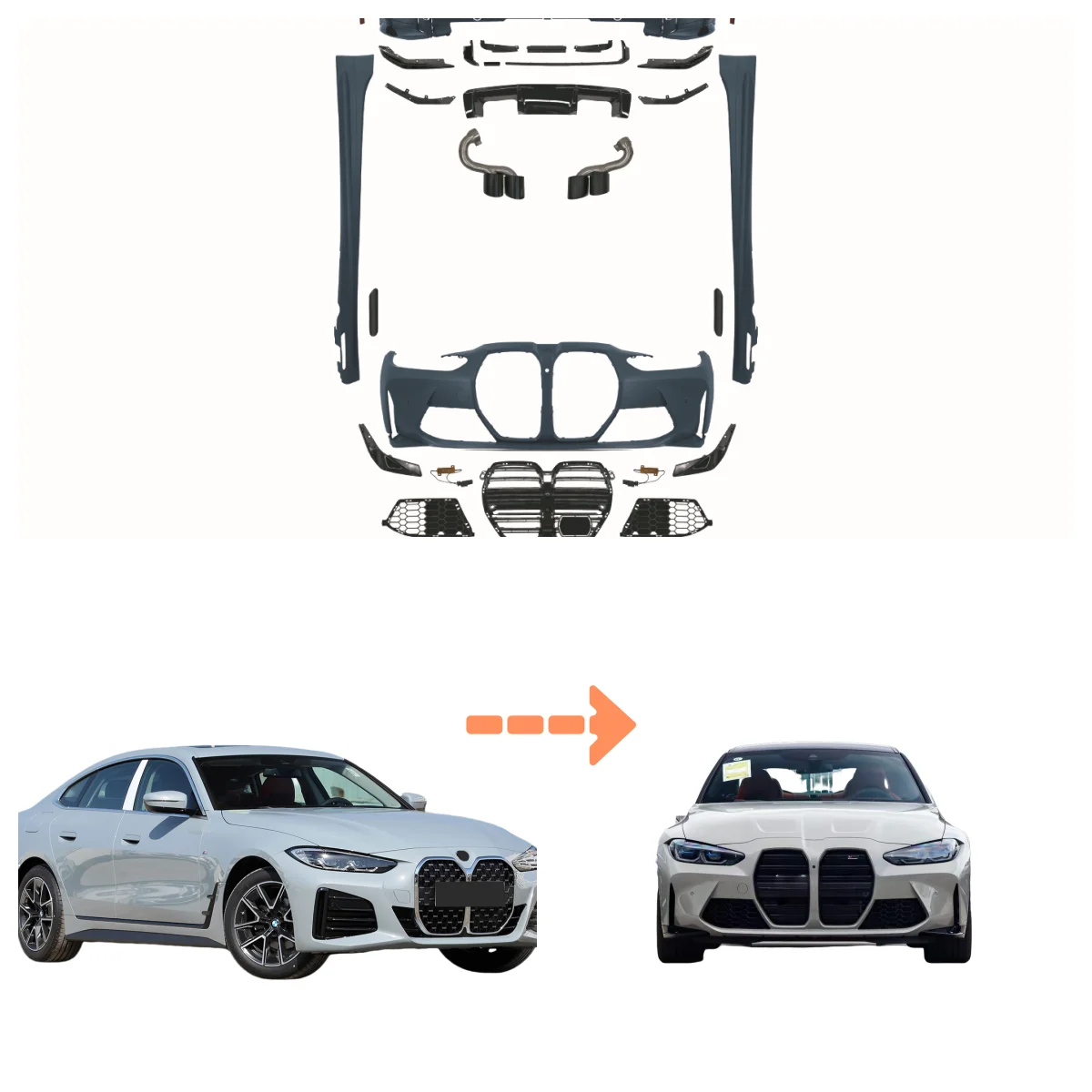 

Hc Body Kit for BMW 4series 20-24 G22 G23 G26 Modified to M4 Front Bumper Rear Bumper Side Skirt Grille Hood Fender