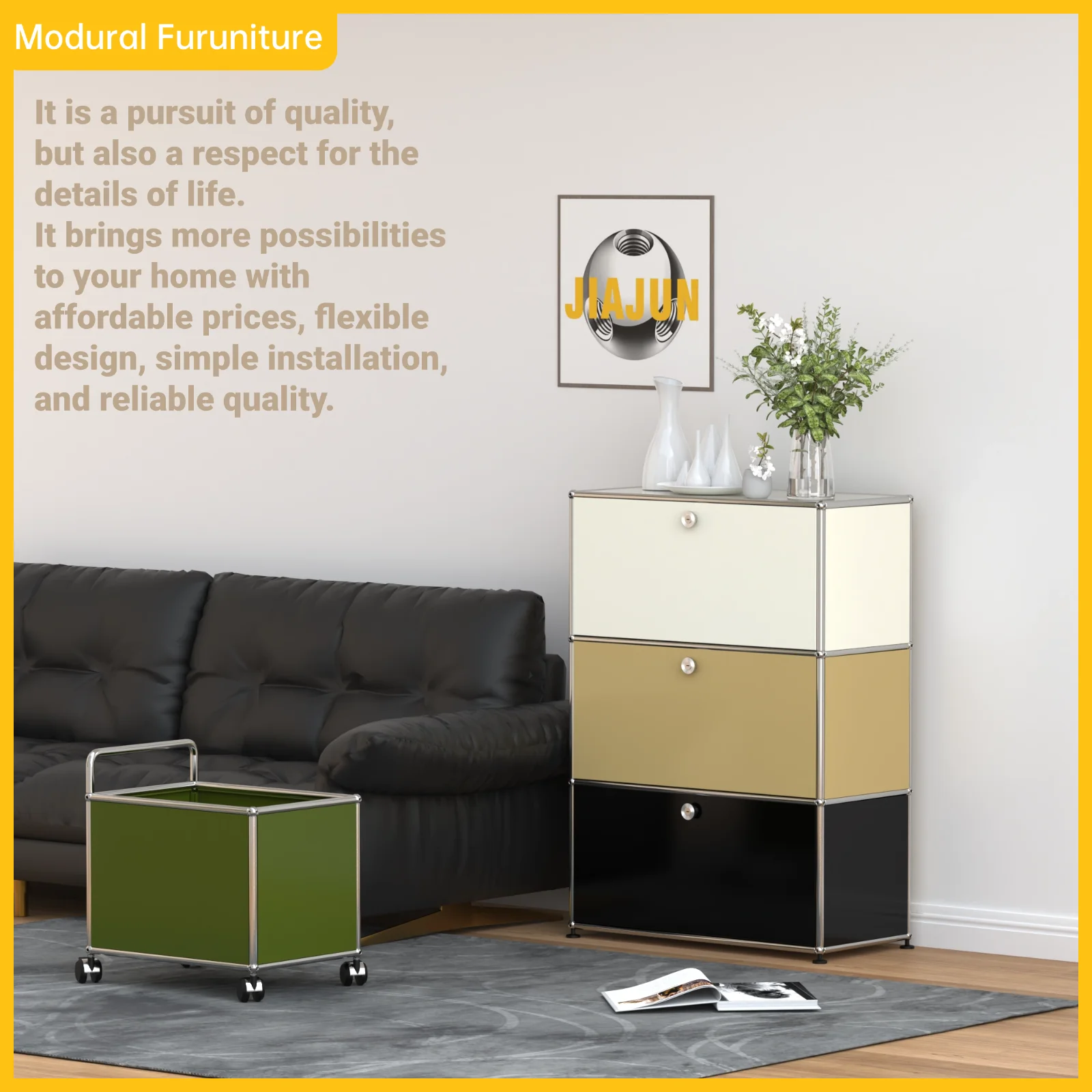 Modular Magic: Designer Metal Furniture for Customizable Storage and Stylish Living Room, Office Space, Bedroom