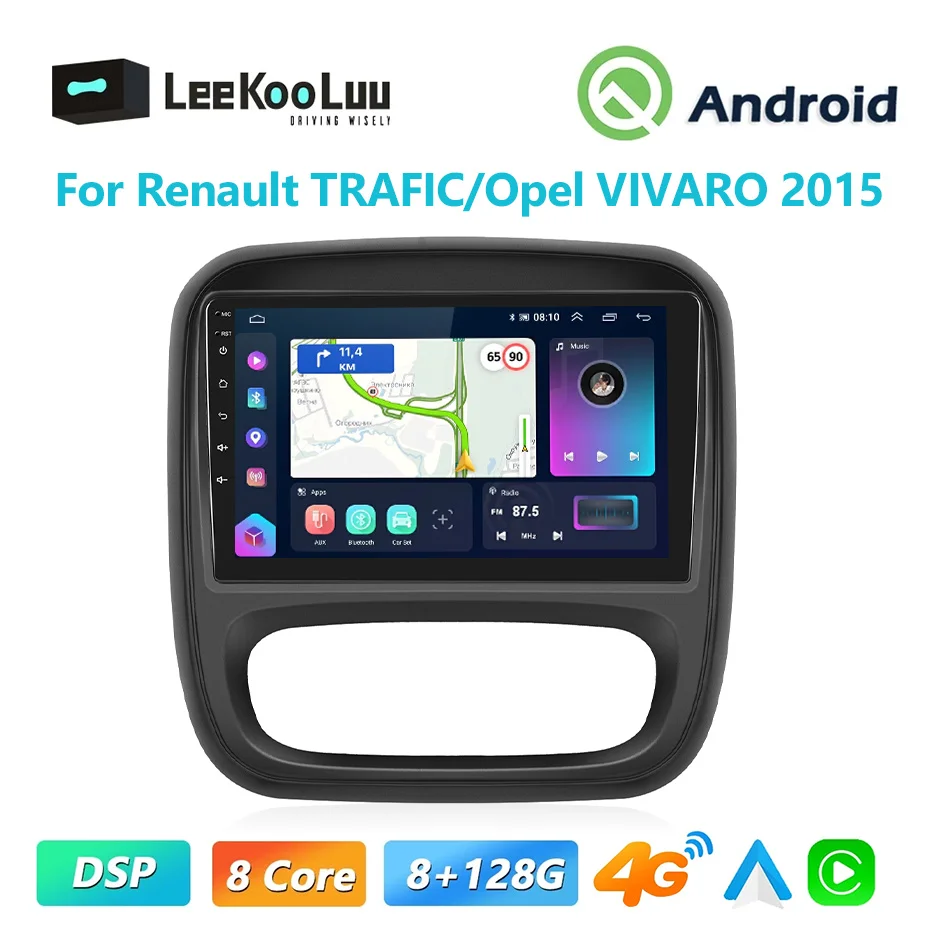 LeeKooLuu Wireless CarPlay Android Car Radio For Renault TRAFIC / Opel VIVARO 2015 Auto Multimedia Player GPS Navi 4G Wifi DSP