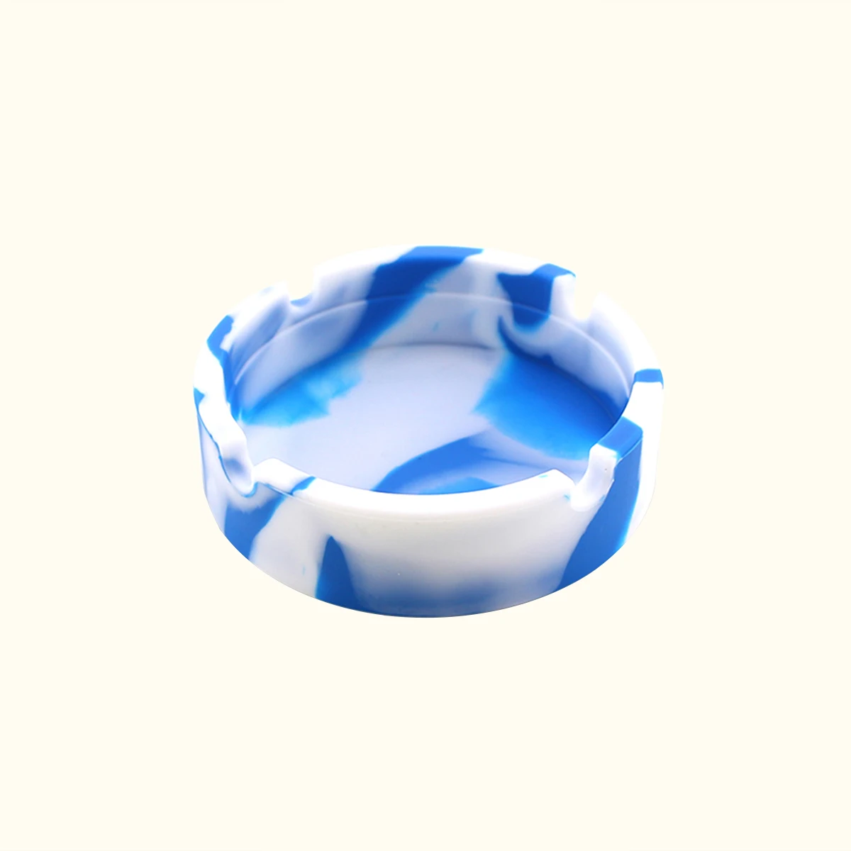 

1 pc Silicone Ashtray Camouflage Round Heat Resistant Unbreakable 4 Slots 8.3X2.3Cm White Dark Blue Cigar Ash Container High