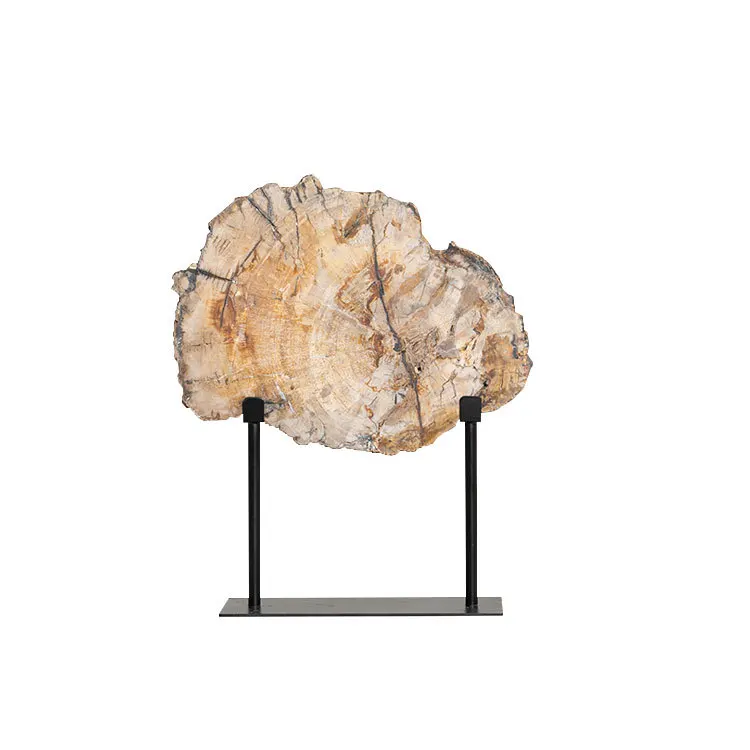 

DSA new Chinese style imitation wood fossil ornaments sales office model room study tea room desktop home crafts soft decoration
