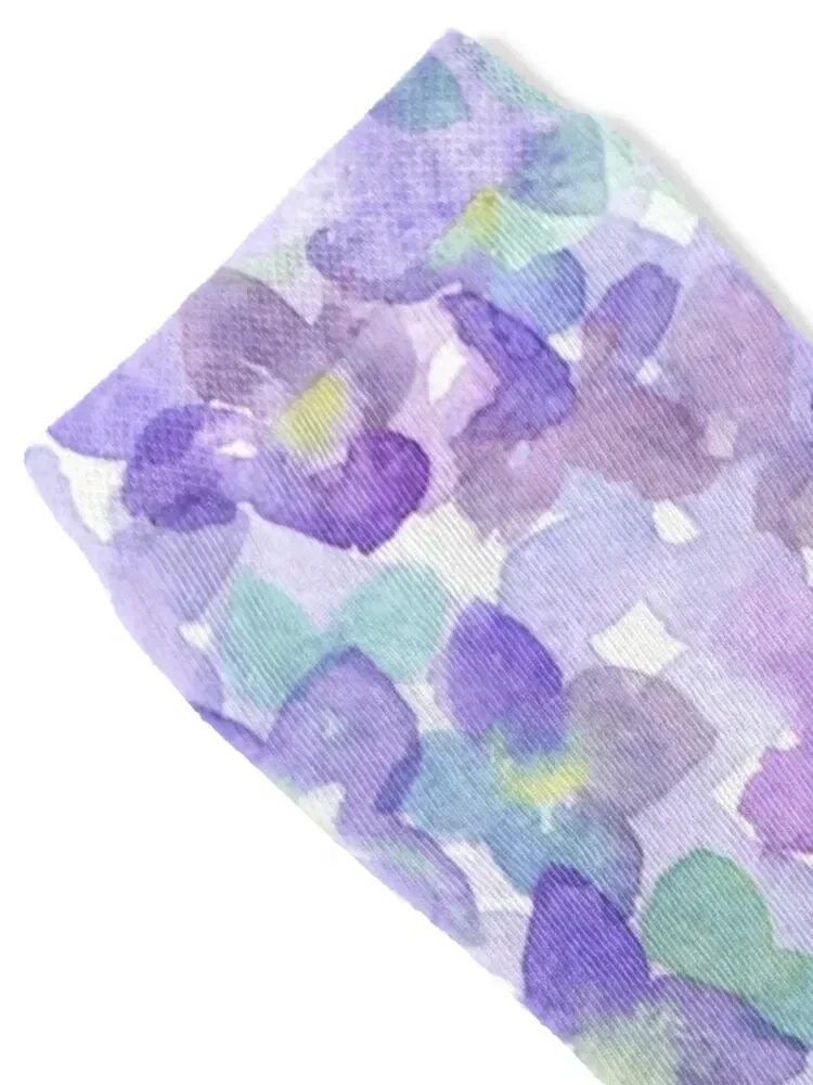 Hand painted watercolor violet lilac lavender green floral Socks Novelties professional running Girl'S Socks Men's