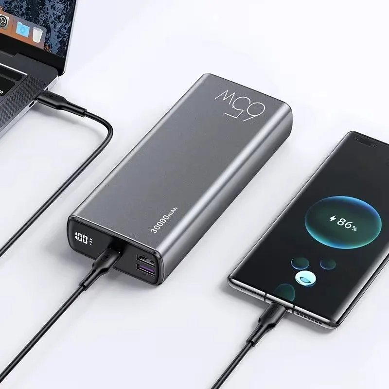 With 100w USB Cable 65W 30000mAh Fast Charging Power Bank for Laptops,