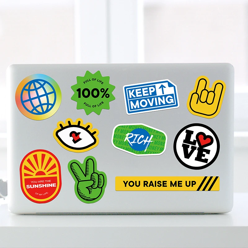 

10Pcs,3M Car Sticker,Waterproof,Inspiring ,Love,Eye, Persona,Skateboard,Bicycle, laptop Luggage Journal Decorate