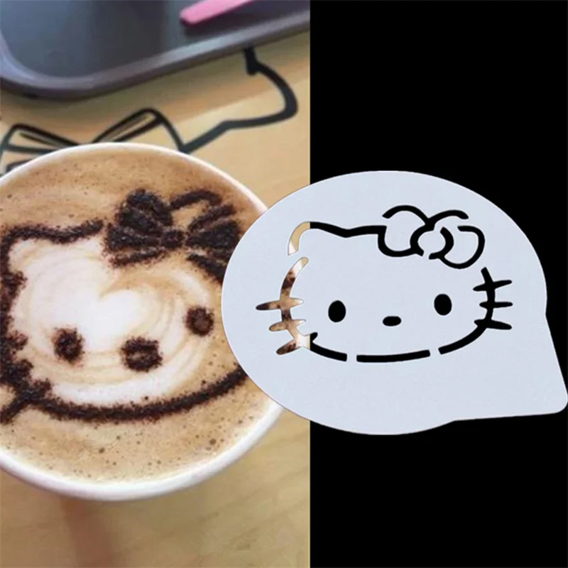 7.5cm Cartoon Sanrio Hello Kitty Cappuccino Latte Coffee Stencils Duster Cake Mold Spray Coffee DIY Art Stencils Dessert Decore