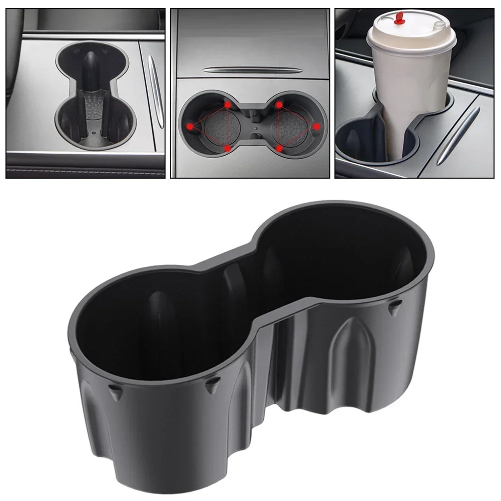 Car Cup Holder Insert For Tesla Model 3 Y 2017-2024 Interior Accessories Quick To Install Easy To Use solving shaking Cup Holder