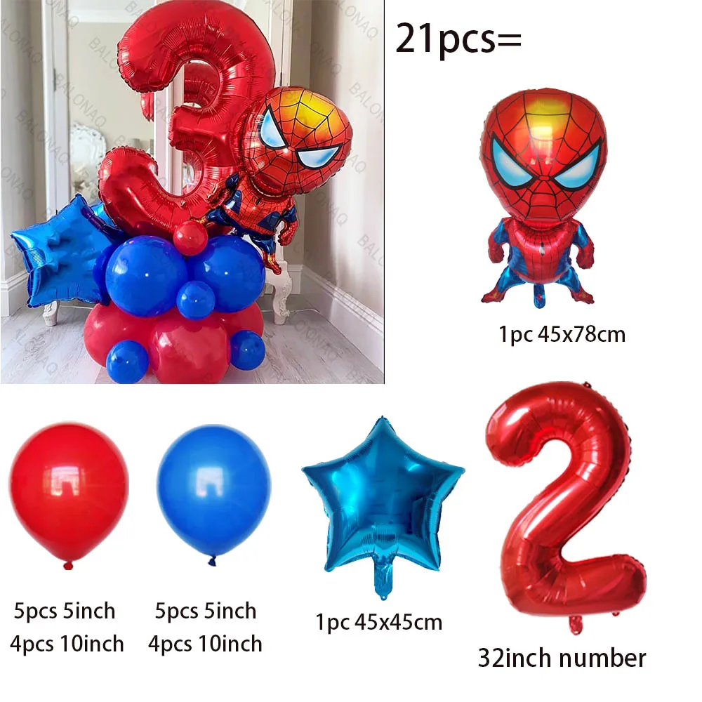 21 stücke Super Hero Spiderman Folie Ballon Set kinder Geburtstag Party Dekoration Baby Dusche Aufblasbare jungen Spielzeug Globos