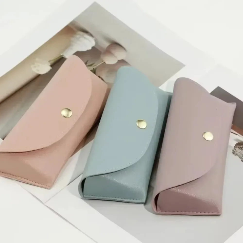

Colored Buckle Glasses Box PU Leather Pressure Resistant Sunglasses Case Solid Color Reading Glasses Holder Box for Women Men