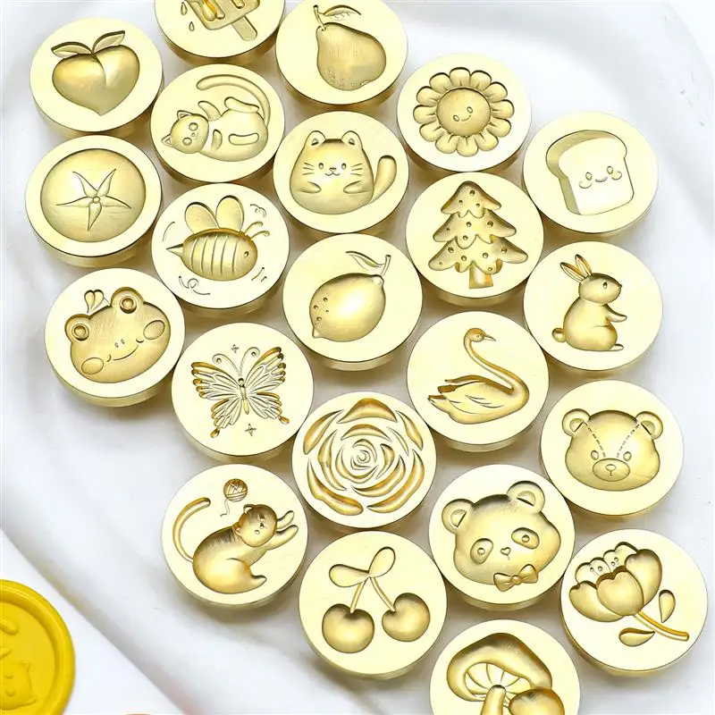 Wax Seal Stamp Head lovely Brass Wax Envelope Seal Stamp Head Deep Engraved 3D Sealing Stamp Heads for Envelopes Postcards