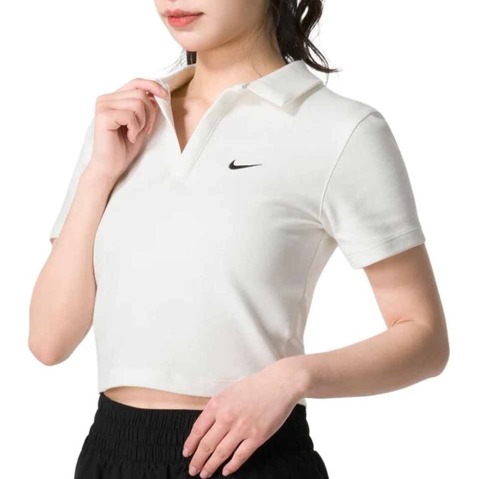 Original Nike Golf Women\'s Short-Sleeve Deep V-Neck Knit Athletic Fitted Breathable T-Shirt Polo DV7885-133