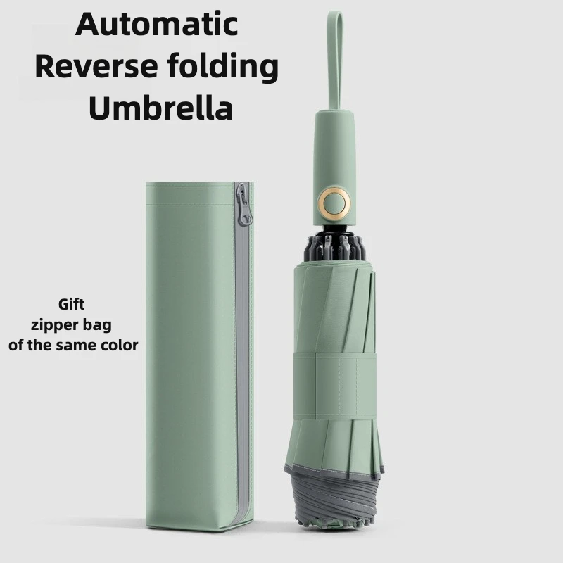 

Reverse Automatic Folding Umbrella, Windproof Reinforced Thickened Safe Reflective Strip Sun and Rain Umbrella for Men and Women