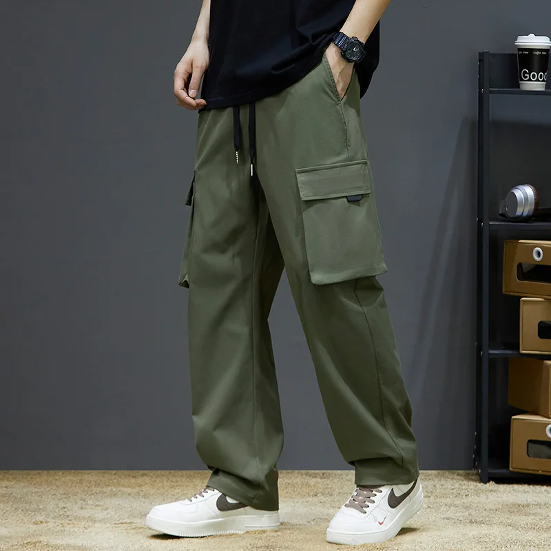 

2024 новые тонкие повседневные рабочие брюки для мужчин, свободный крой плюс толстые гигиенические брюки больших размеров на плоской подошве, повседневные брюки, рабочая одежда