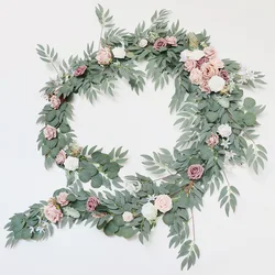 Yannew 8.8FT/6FT Artificial Flower Eucalyptus Garlands Country Wedding Sweetheart Table Centerpieces for Wedding Reception Decor