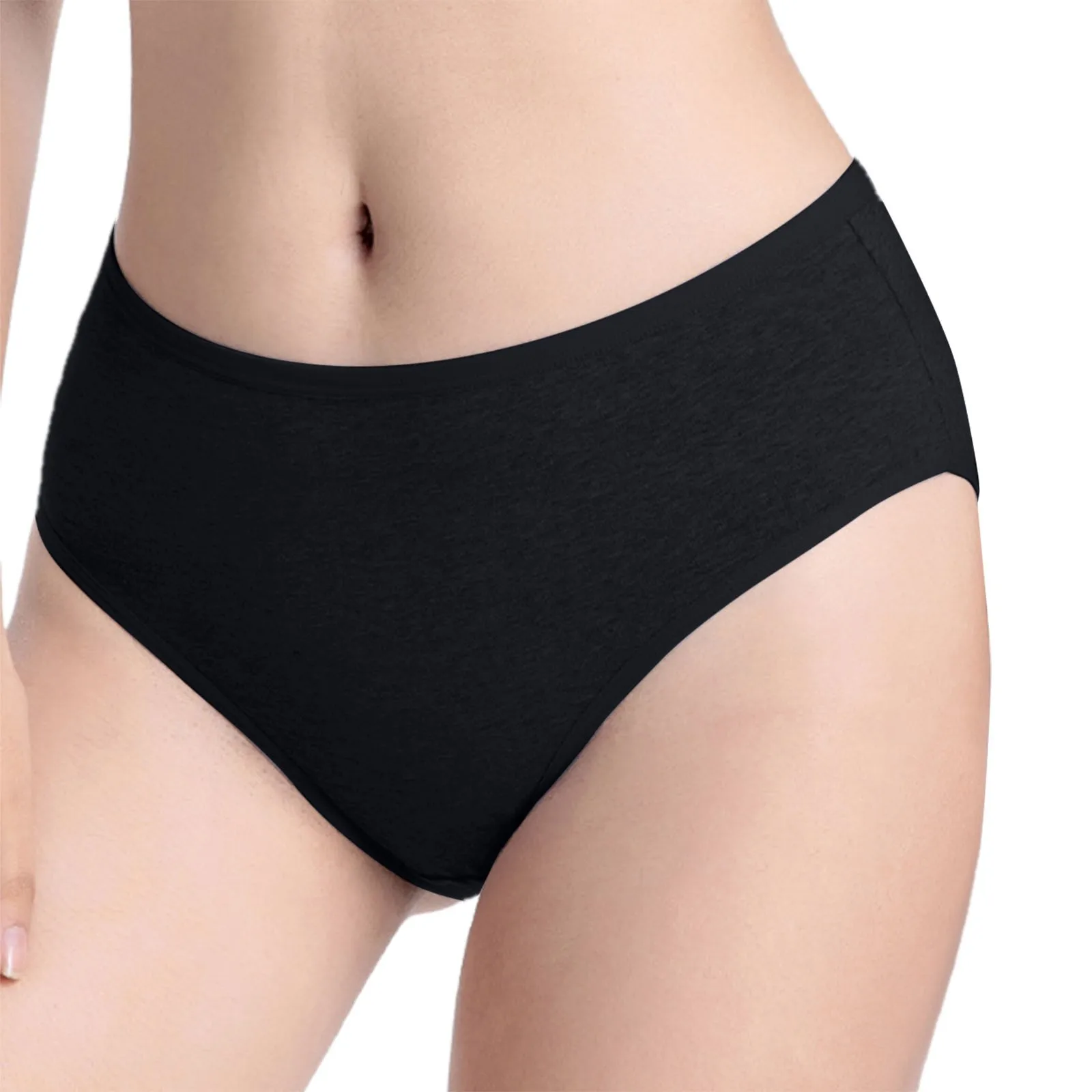 Women\'s Basic Panties Sexy High Waist Cotton Underwear Solid Color Briefs Underwear Support Underwear for Women Mid Waist