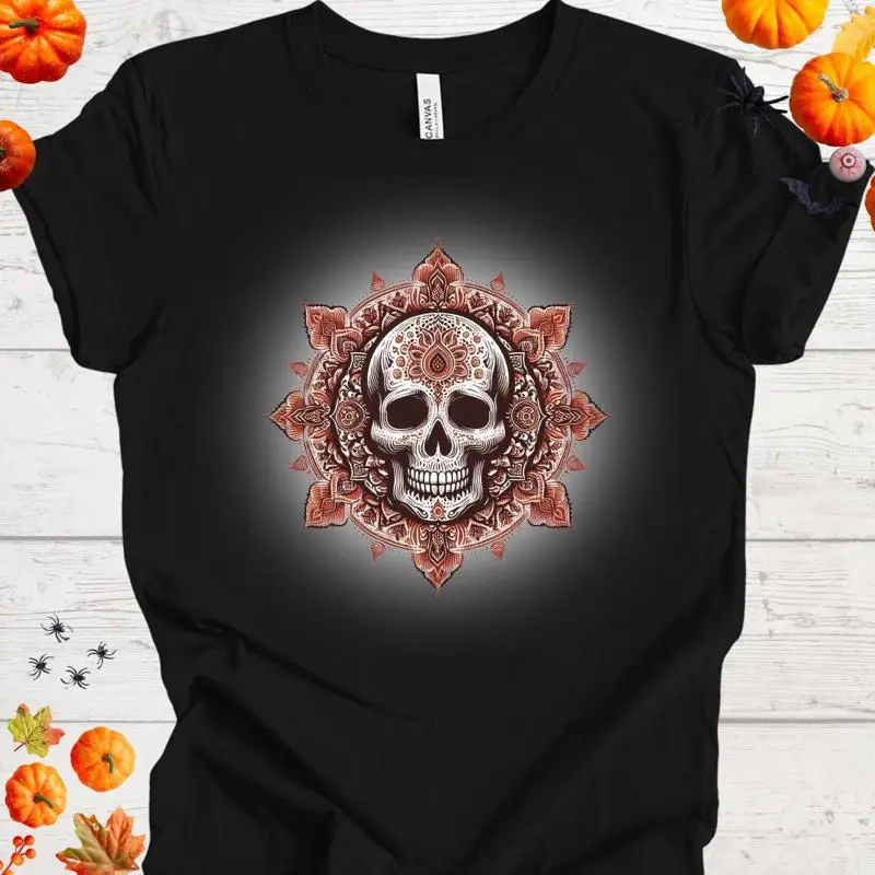 

Spooky And Trendy Halloween Skull T Shirt Unique Design For Theme Party Tees Gift