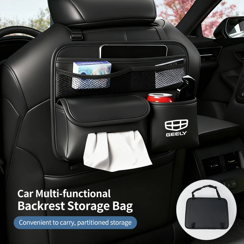 Car Seatback Storage Bag Backseat Organizer Tissue Box Cup Holder Accessories For Geely EX2 Atlas SUV Boyue Borui Coolray 2