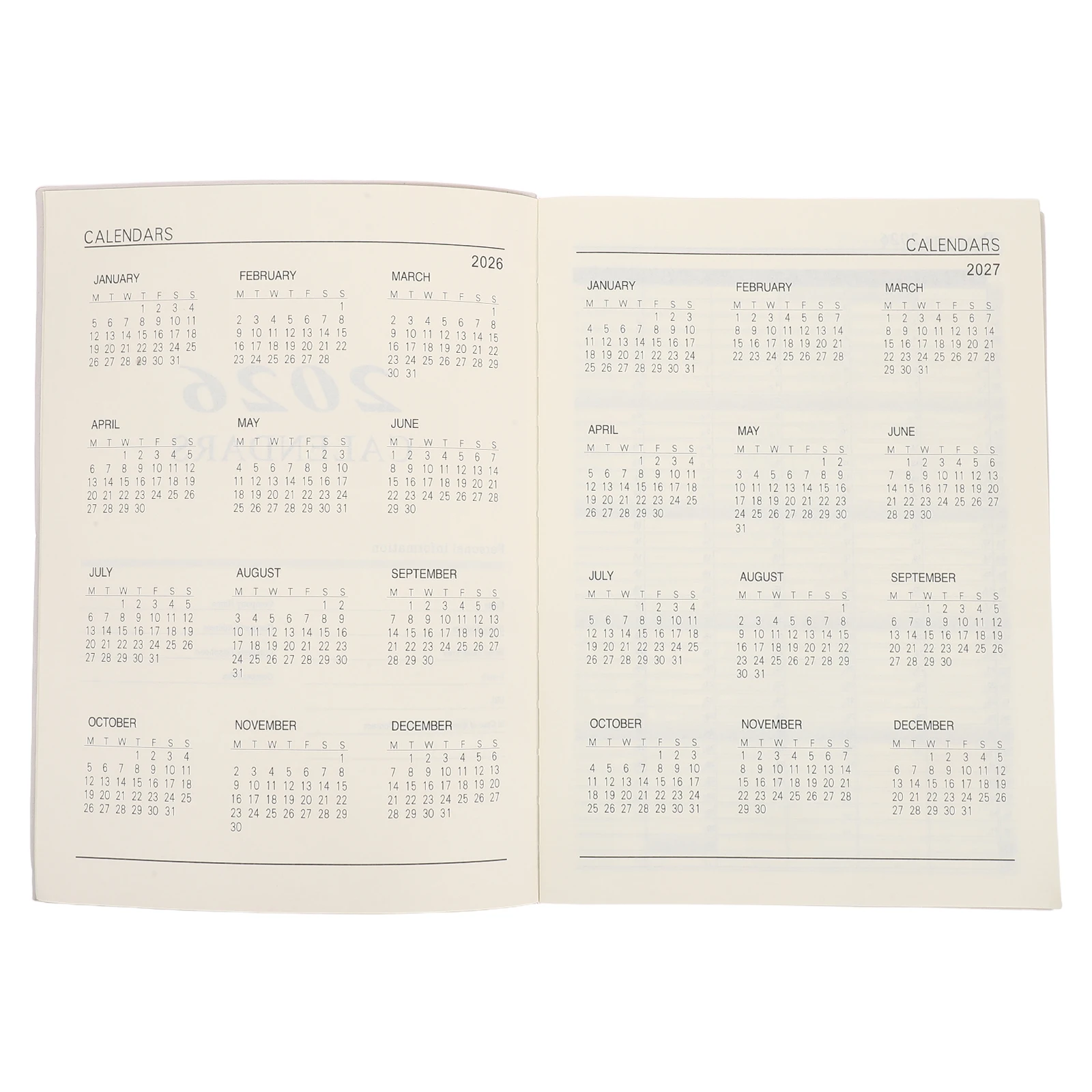 

2026 Daily Planner 11.2 X 8.2" Pu Academic Yearly Calendar Notebook Large Writing Area English Layout For Students