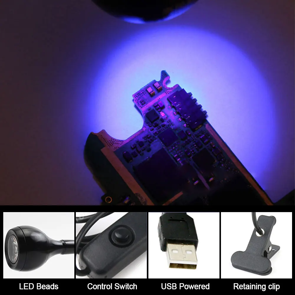 Led Ultraviolet Lights Nail Lights Dryer Mini Flexible Clip-On Desk Lamp DIY Nail Art Cash Medical Product Detector