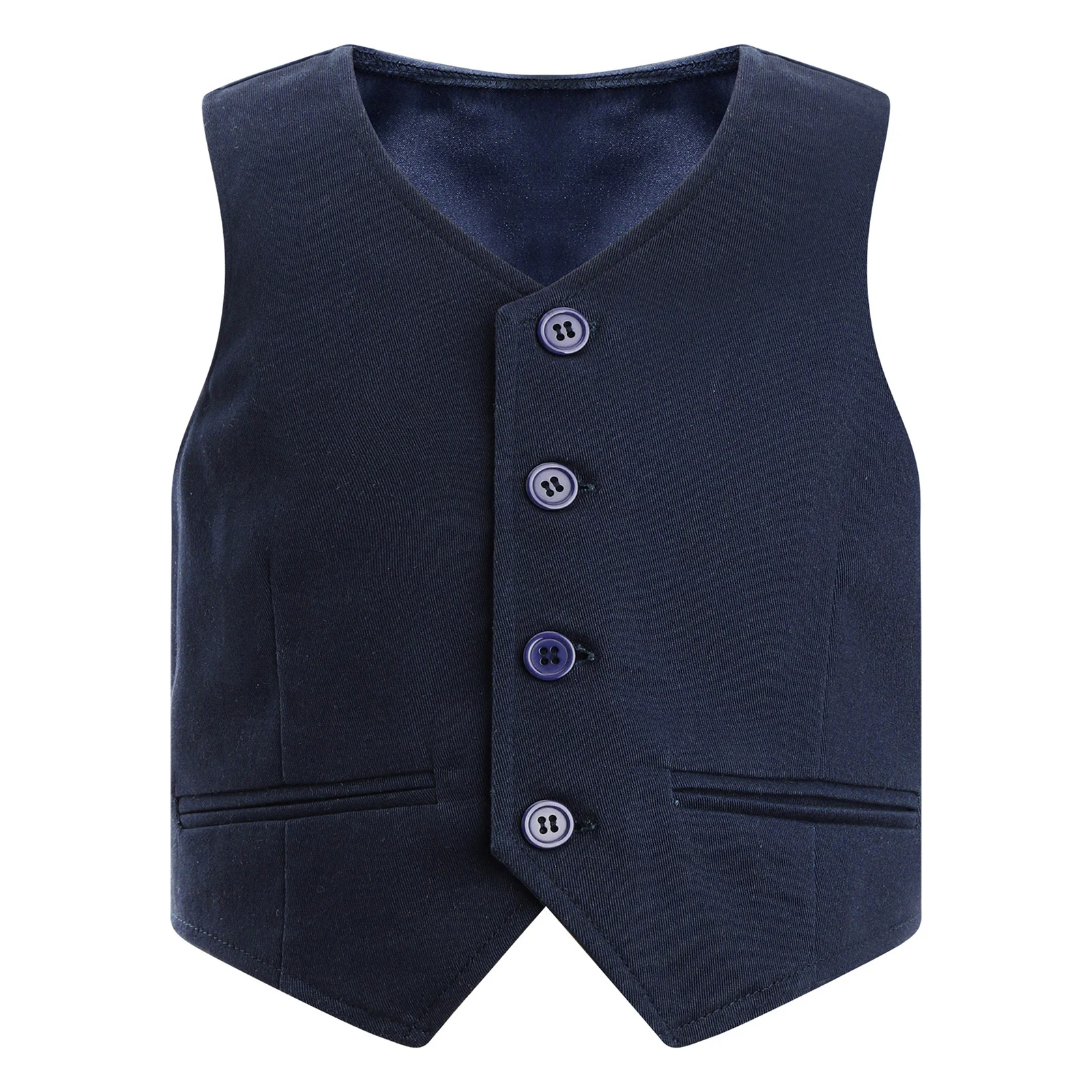 Kids Gentlemen Formal Dress Vest School Uniforms Tops Teens V Neck Button Down Waistcoat Birthday Party Performance Costume