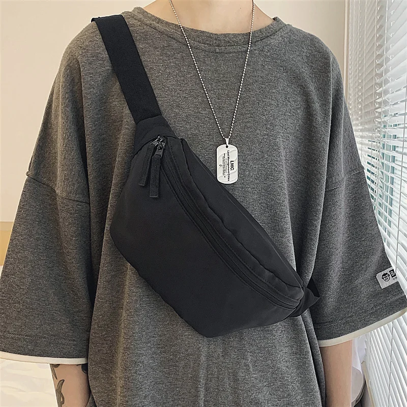 Bolso de pecho informal para hombre, bandolera de hombro que combina con todo, Color sólido, a la moda, sencillo, para deporte al aire libre, novedad de 2023