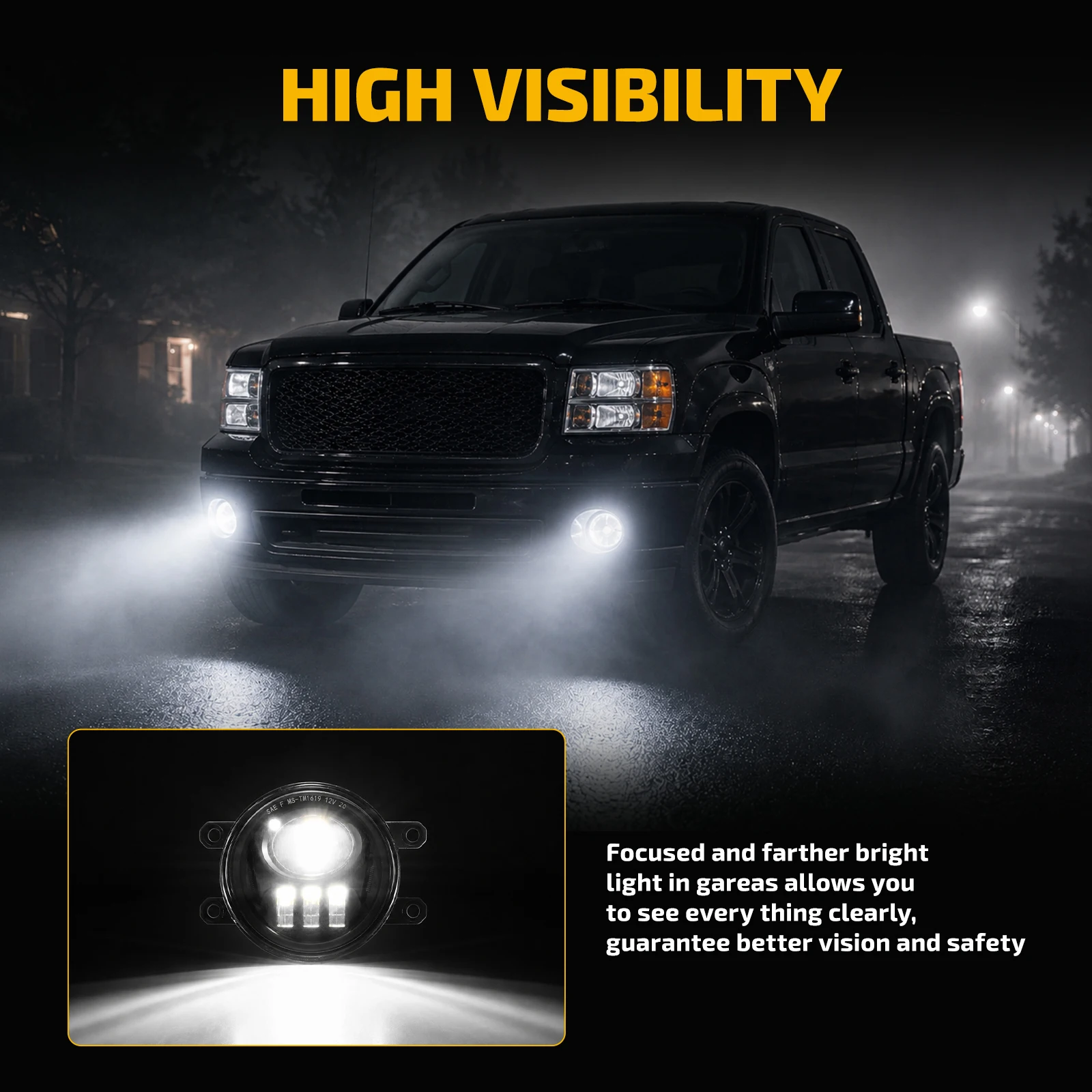 For 2016-2019 Toyota Tacoma Black LED Fog Light Assembly Front Fog Signal Lamp Plug and Play Easy to Installation