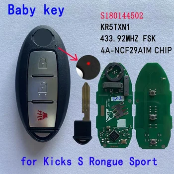 Chave inteligente de bebê para Nissan 2018-2019 Kicks Rouge Remote 433Mhz 4A S 180144502   KR5TXN1 285E3-5RA0A com luz