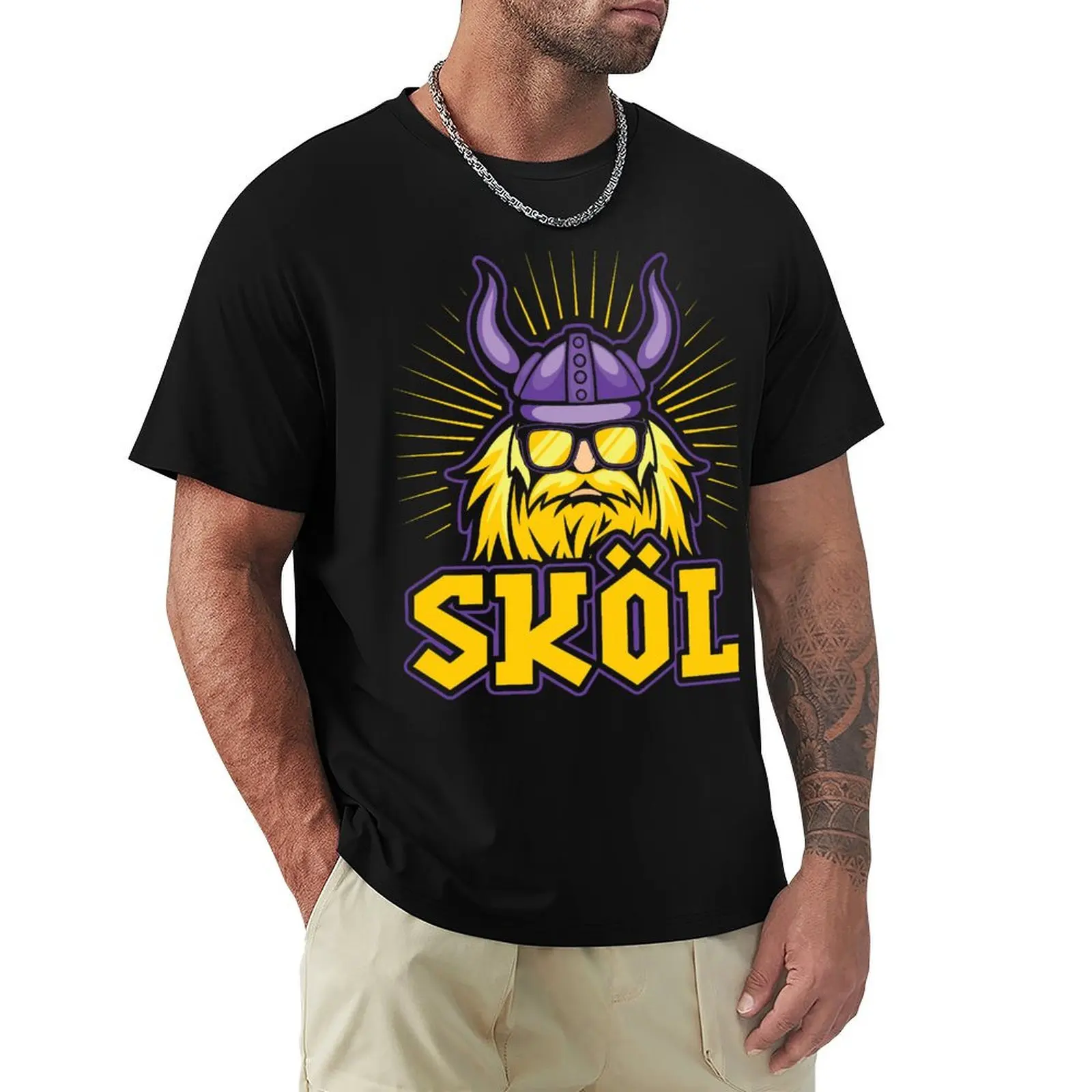 

Skol Vikings Nordic Scandinavian Helmet T-Shirt anime shirt oversized t shirt vintage graphic tee cotton t shirt men