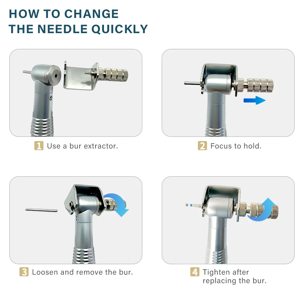 Dental High Speed Handpiece Standard Head Push Button Turbine Sterilizable 135℃ Single Way Spray Dentistry Turbine Handpiece