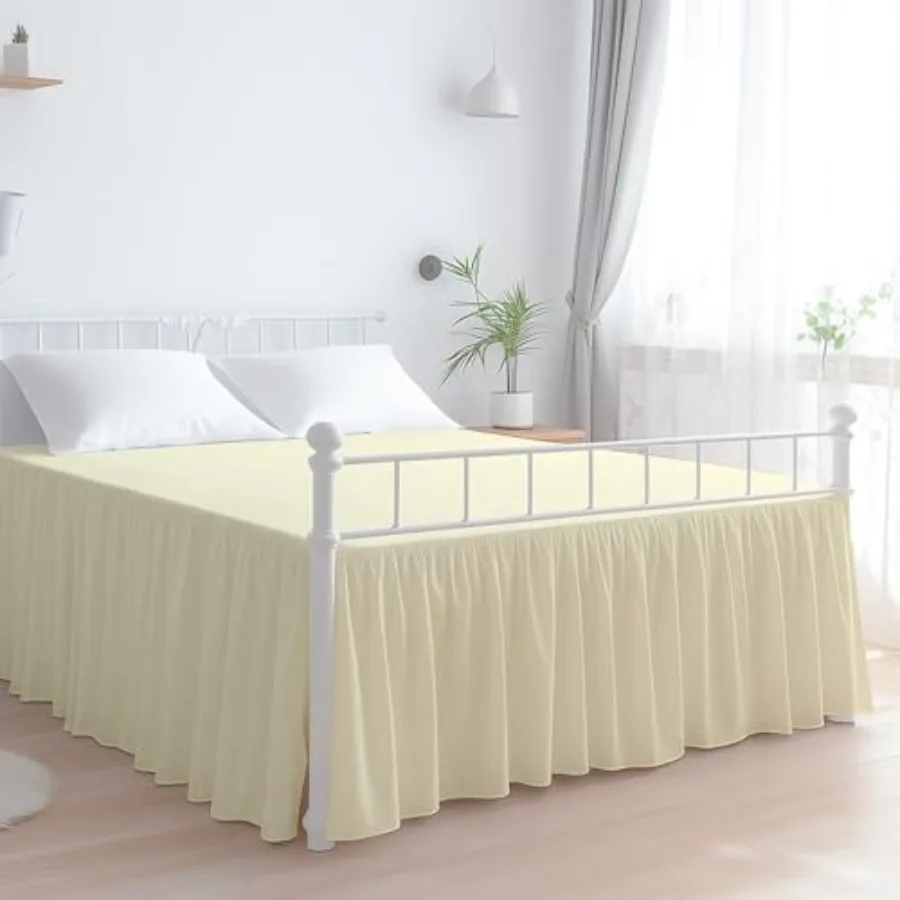 

Юбка-кровать Queen из микрофибры премиум-класса с рюшами, 10 каплями и разрезными углами для матраса 60 x 80, мягкий дизайн без морщин с Pla