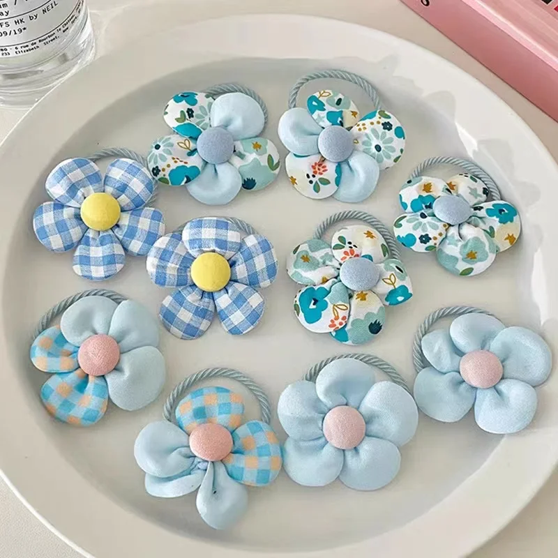 10pcs Cute Flowers Hair Rings, Scrunchies, Hair Accessories For Girls, Ideal Choice for Gifts